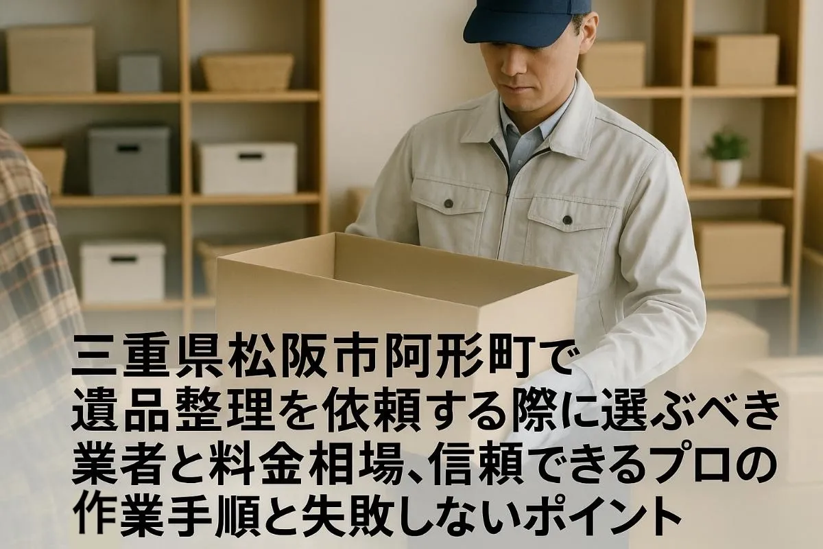 三重県松阪市阿形町で遺品整理を依頼する際に選ぶべき業者と料金相場、信頼できるプロの作業手順と失敗しないポイント